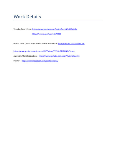 Work Details of Four Groups