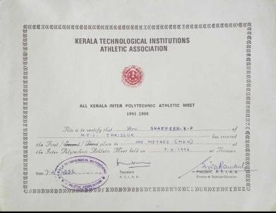 All Kerala Inter Polytechnic Meet - 100m- 1st positon