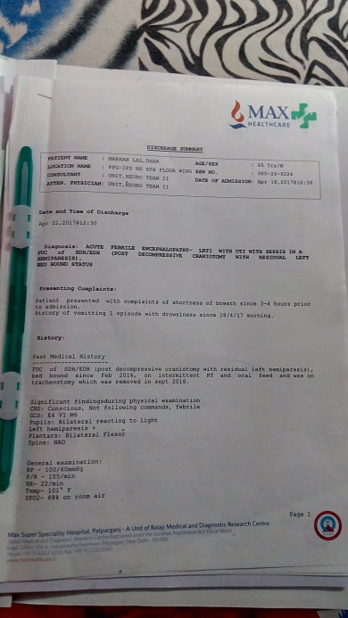 discharge summary of max hospital