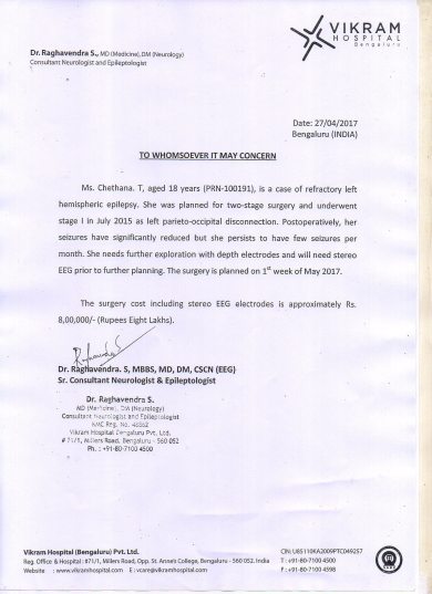 Hospital letter