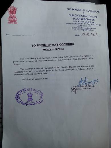 Income certificate
