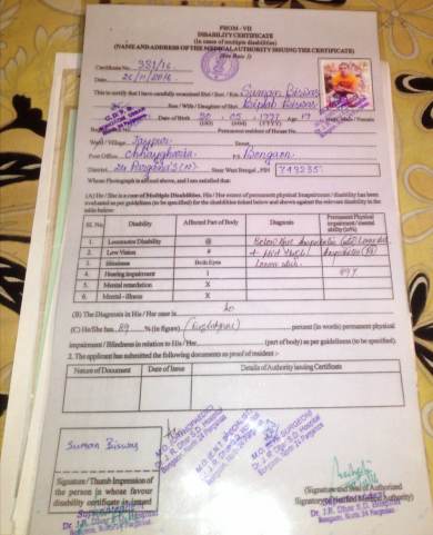 Disability certificate