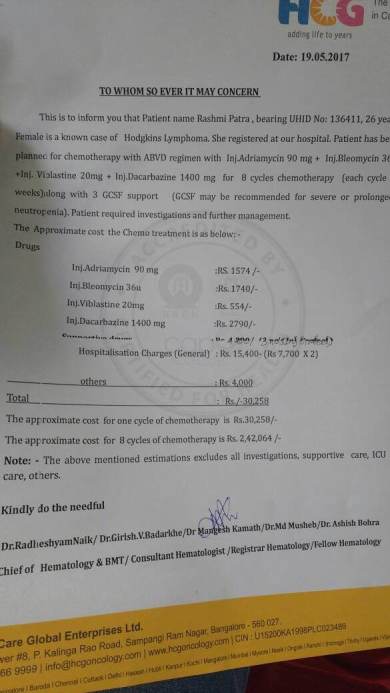 Documents from the hospital