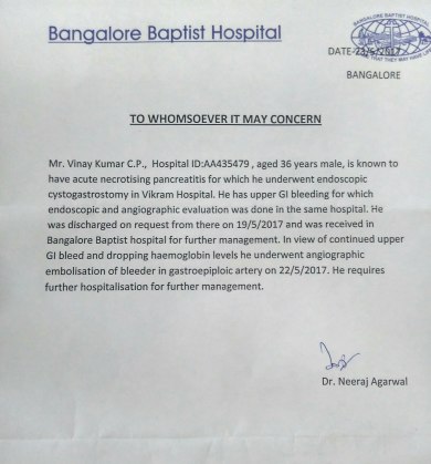 Baptist Hospital letter