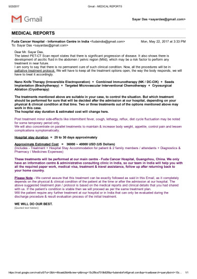 Response from FUDA Cancer Hospital