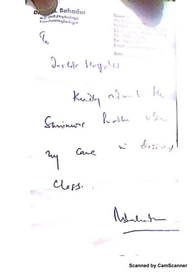 Doctor's Letter for admission
