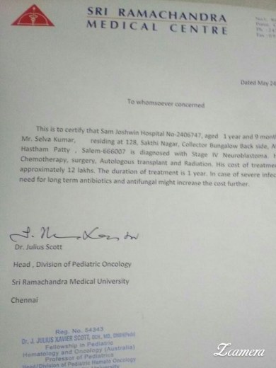 Medical Estimate for treatment