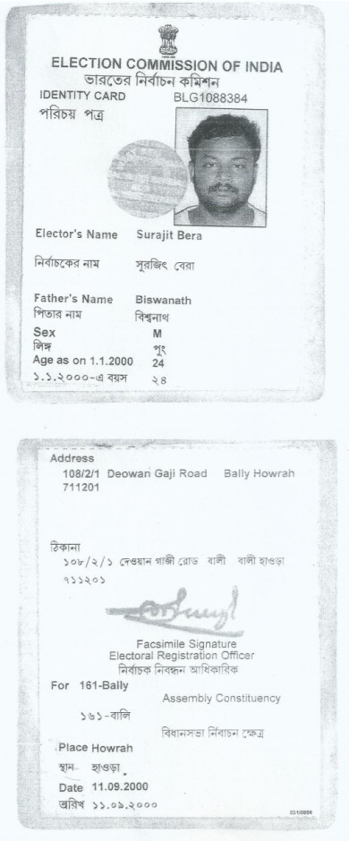 Srija Bera Father Voter information