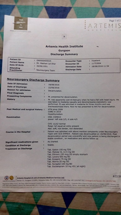 Discharge summary for decannulation
