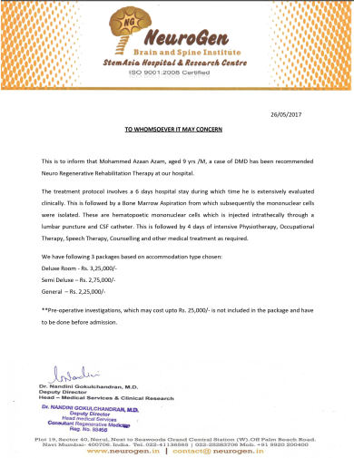 Hospital Letter