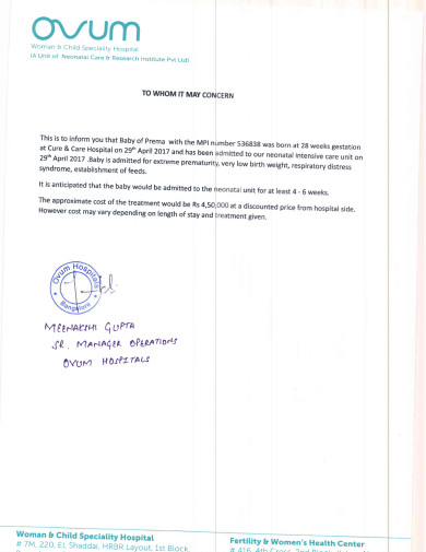 Estimation letter