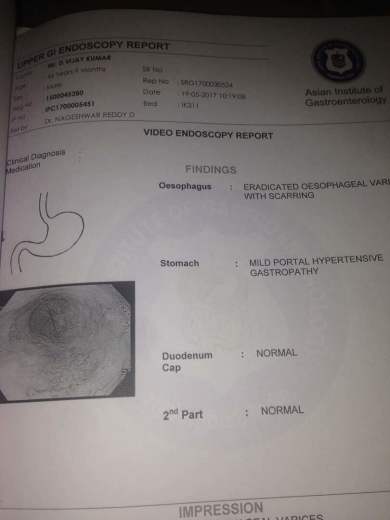Endoscopy test report
