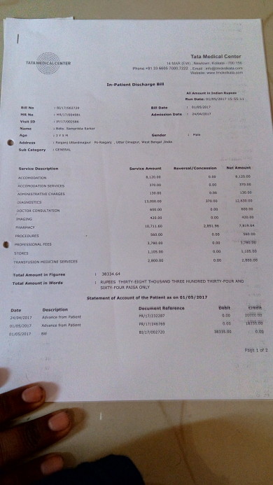 Some of hospital bill