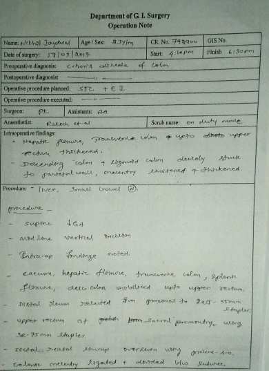 Medical Record - 23 - 5th Hospital Admission - Operation Note - 1