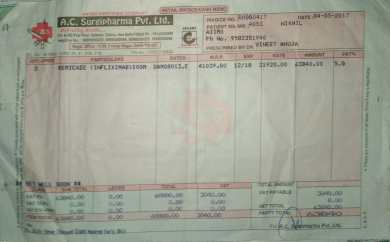 Receipt for the drug Remicade