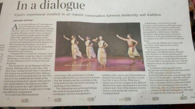 Vyuti's Review in The Hindu, Bangalore