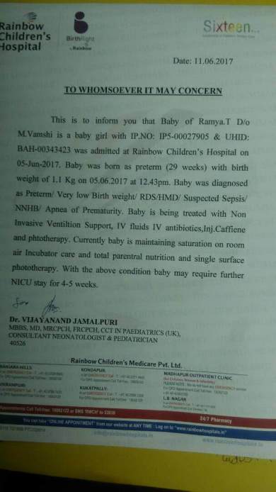 Hospital letter