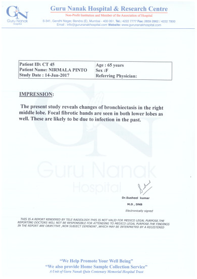 C.T. Scan of HRCT Chest