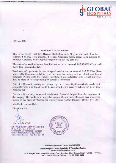 Estimation letter