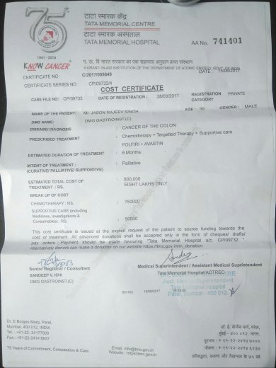 Cost certificate for targeted therapy
