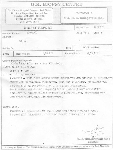 Bone Marrow Biopsy at GK-Biopsy, Madurai