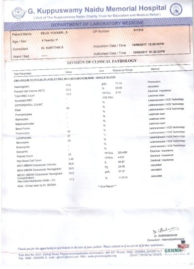 Blood Test at GKN, Coimbatore