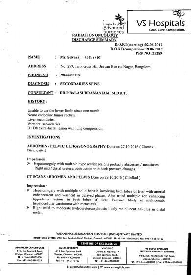 Discharge summary and tests done