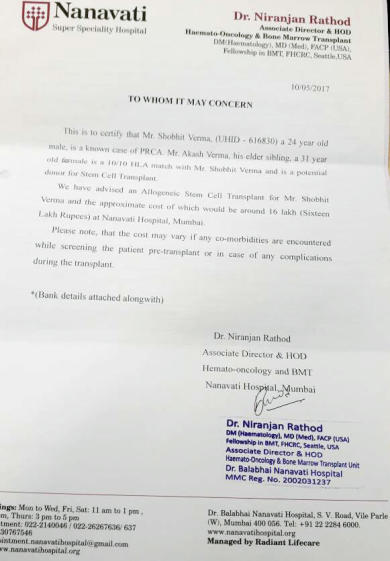 Hospital's Estimate Letter