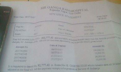 Weekly bill prepared by the accounts department. Not a final one.