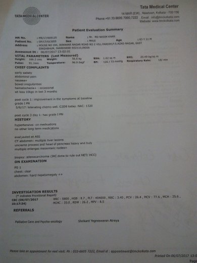 Latest Chemo Report - Improvement noticed