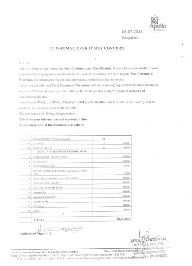 apollo hospital doctors Estimate for treatment