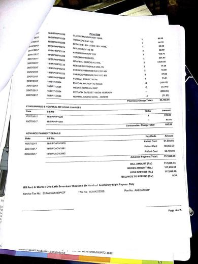 Final Discharge Bill of 9th Chemo