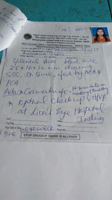 Nimhans doctor's prescription