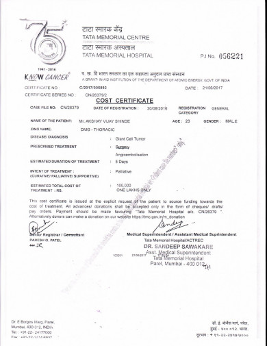 cost certificate 1