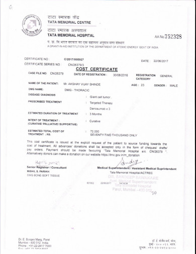 cost certificate 2
