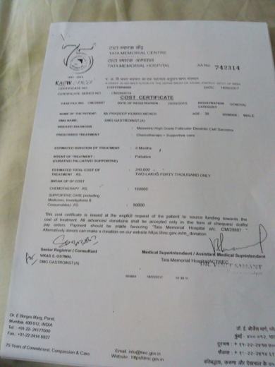 A Chemotherapy cost letter