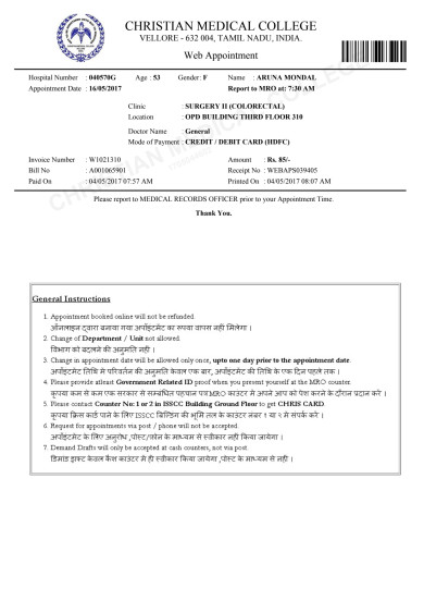 SURGERY II (COLORECTAL) APPOINTMENT