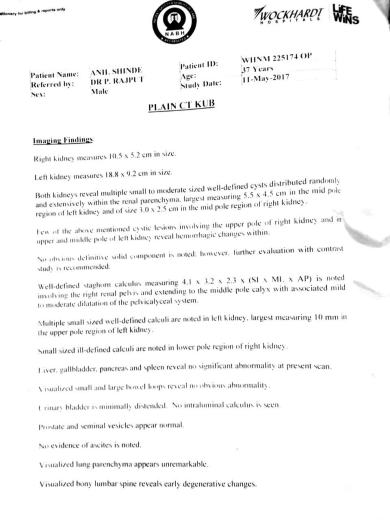 Report from Doctor