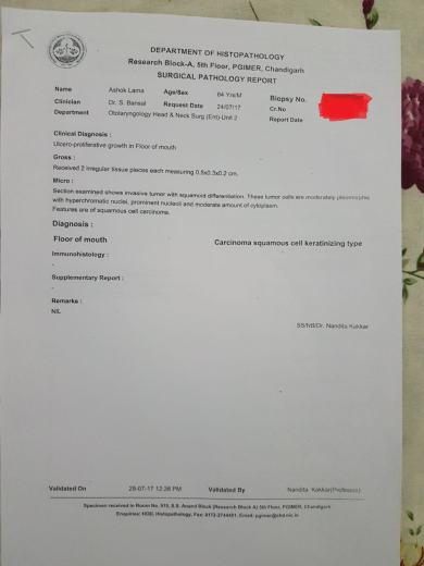 Surgical Pathology report