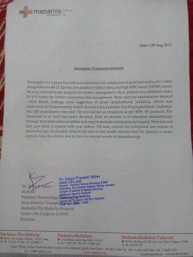CASE SUMMARY OF DEVANGSHU TREATMENT