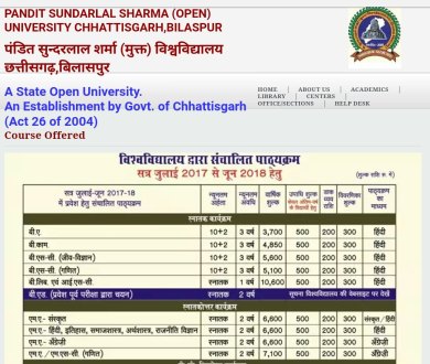 Screenshot of fee structure