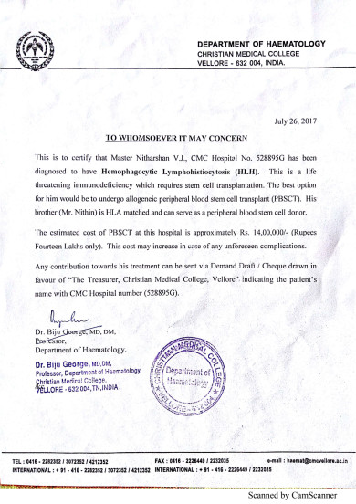 CMC Vellore Hospital declaration of Disease