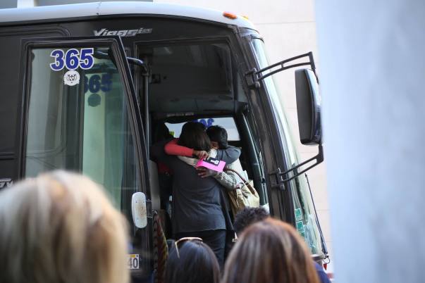 Boarding the bus to Mexico to board the ship Boarding the bus to Mexico to board the ship