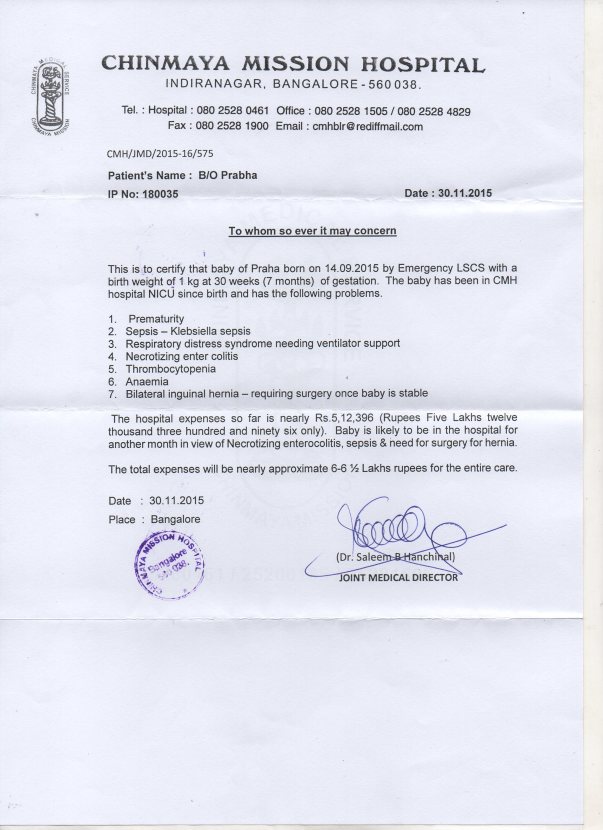 Please find below the letter from the hospital. Please find below the letter from the hospital.