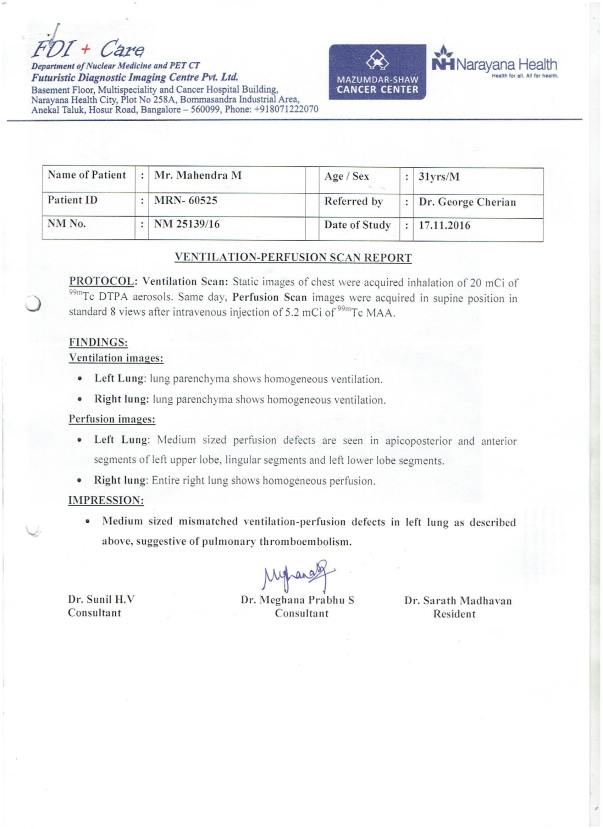 Ventilation Perfusion Scan Report