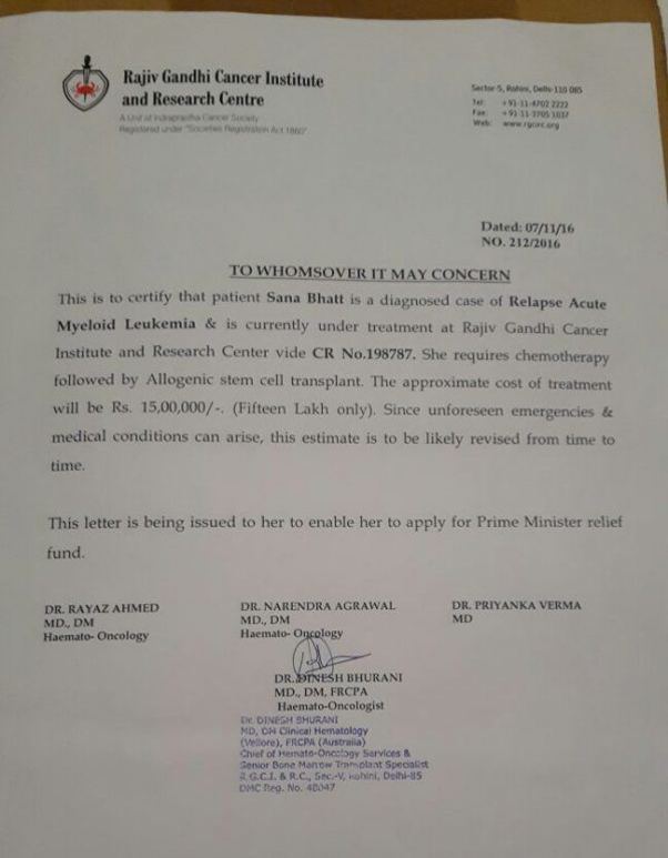 Legal Document from Rajiv Gandhi cancer institute and research centre