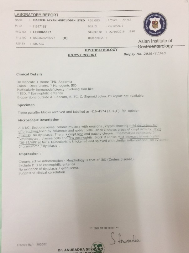 Colonoscopy Biopsy Report