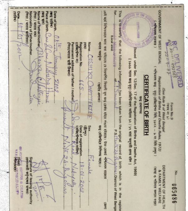 Rini's Birth Certificate