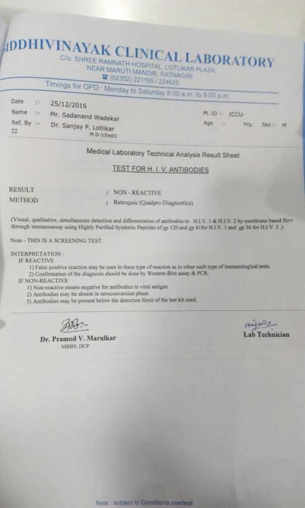 Test For HIV antibodies