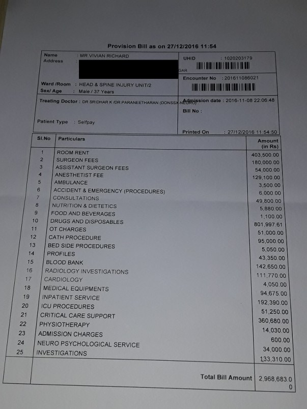 Provisional Bill as on 27-Dec-2016